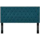 Helena Tufted Full / Queen Upholstered Linen Fabric Headboard Teal MOD-5860-TEA