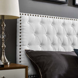 Helena Tufted Full / Queen Upholstered Linen Fabric Headboard White MOD-5860-WHI