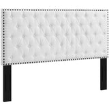 Helena Tufted Full / Queen Upholstered Linen Fabric Headboard White MOD-5860-WHI