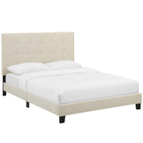 Melanie Twin Tufted Button Upholstered Fabric Platform Bed Beige MOD-5877-BEI