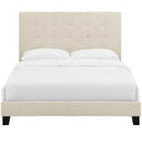 Melanie Twin Tufted Button Upholstered Fabric Platform Bed Beige MOD-5877-BEI