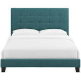 Melanie Full Tufted Button Upholstered Fabric Platform Bed Teal MOD-5878-TEA