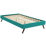 Loryn Twin Fabric Bed Frame with Round Splayed Legs Teal MOD-5887-TEA