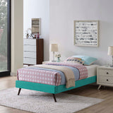 Loryn Twin Fabric Bed Frame with Round Splayed Legs Teal MOD-5887-TEA