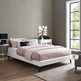 Loryn Queen Vinyl Bed Frame with Round Splayed Legs White MOD-5890-WHI