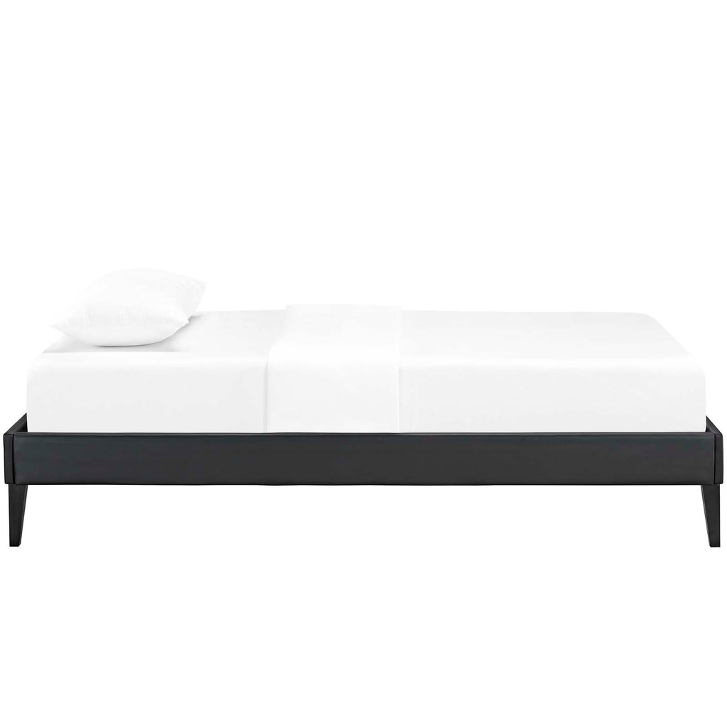 Tessie Twin Vinyl Bed Frame with Squared Tapered Legs Black MOD-5894-BLK