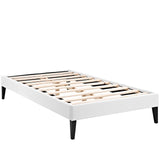 Tessie Twin Vinyl Bed Frame with Squared Tapered Legs White MOD-5894-WHI