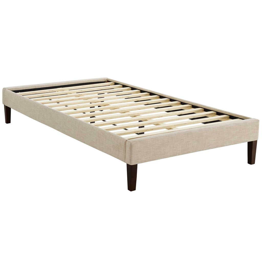 Modway Furniture Tessie Twin Fabric Bed Frame with Squared Tapered Legs Beige 80.5 x 42.5 x 13