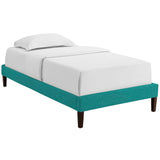 Tessie Twin Fabric Bed Frame with Squared Tapered Legs Teal MOD-5895-TEA