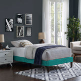 Tessie Twin Fabric Bed Frame with Squared Tapered Legs Teal MOD-5895-TEA