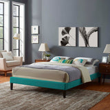 Tessie Full Fabric Bed Frame with Squared Tapered Legs Teal MOD-5897-TEA