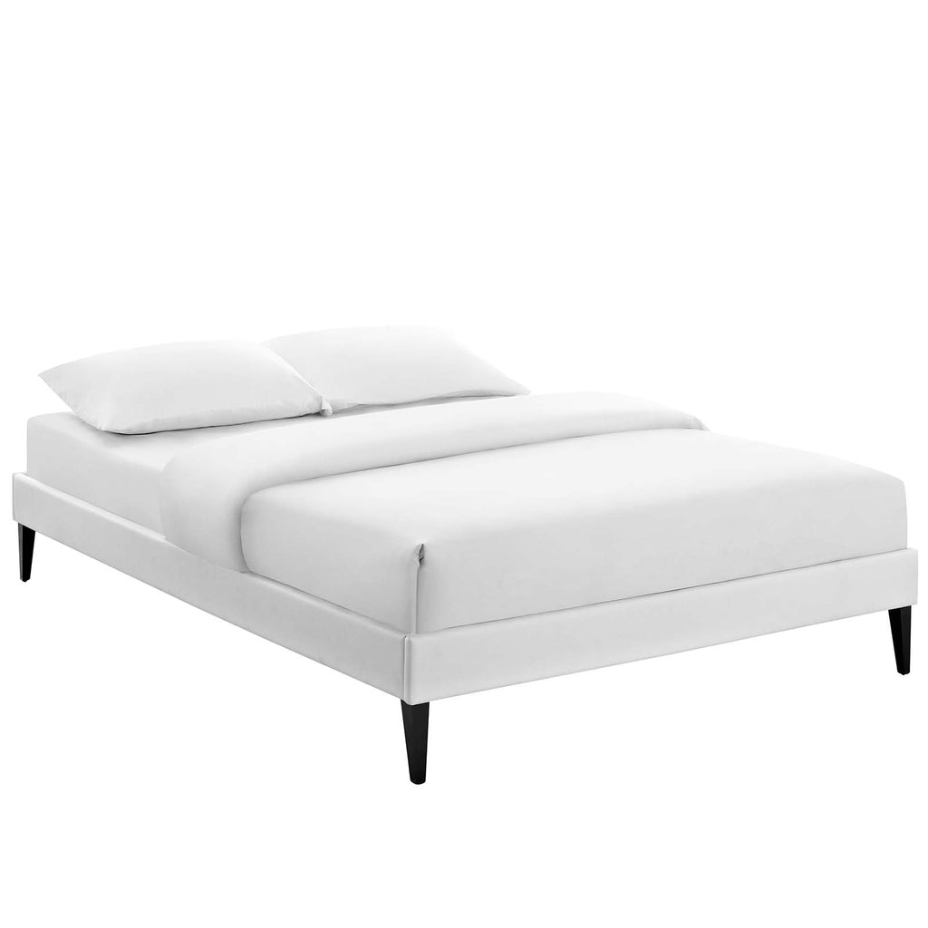 Tessie Queen Vinyl Bed Frame with Squared Tapered Legs White MOD-5898-WHI
