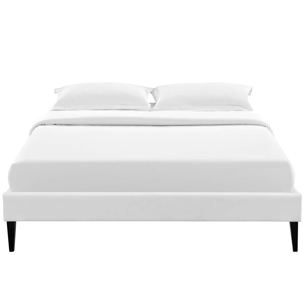 Tessie Queen Vinyl Bed Frame with Squared Tapered Legs White MOD-5898-WHI