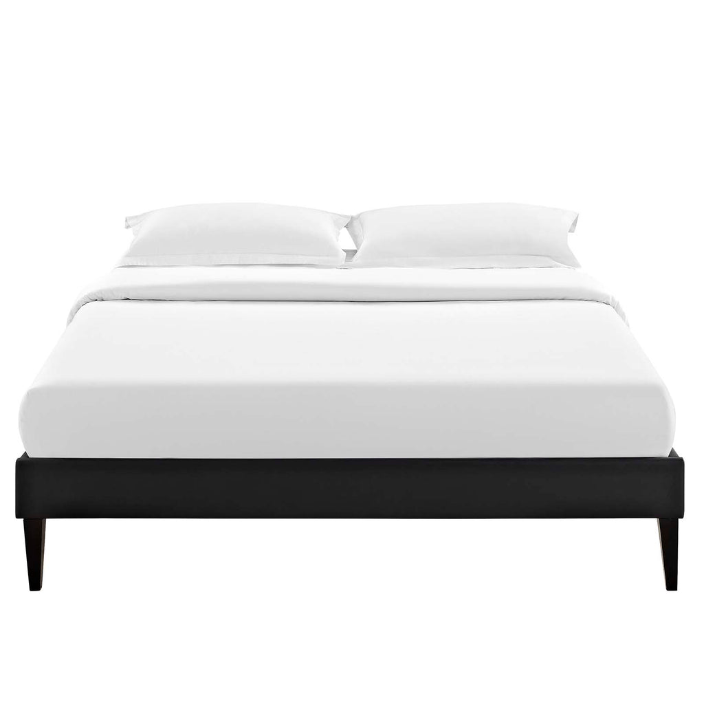 Tessie King Vinyl Bed Frame with Squared Tapered Legs Black MOD-5900-BLK