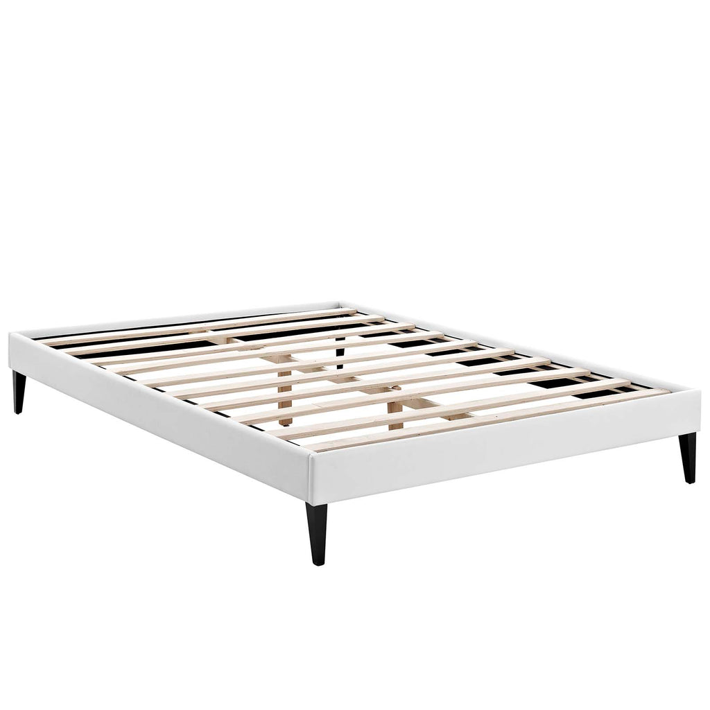 Tessie King Vinyl Bed Frame with Squared Tapered Legs White MOD-5900-WHI