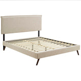 Amaris Queen Fabric Platform Bed with Round Splayed Legs Beige MOD-5904-BEI