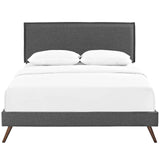 Amaris King Fabric Platform Bed with Round Splayed Legs Gray MOD-5905-GRY