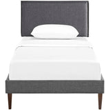 Amaris Twin Fabric Platform Bed with Squared Tapered Legs Gray MOD-5906-GRY