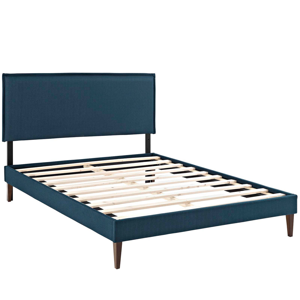 Amaris Queen Fabric Platform Bed with Squared Tapered Legs Azure MOD-5908-AZU