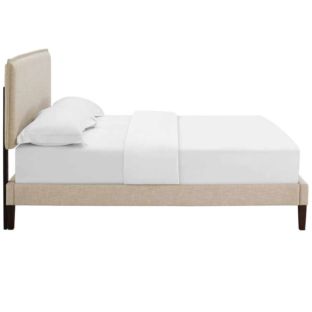 Amaris Queen Fabric Platform Bed with Squared Tapered Legs Beige MOD-5908-BEI