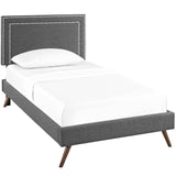 Virginia Twin Fabric Platform Bed with Round Splayed Legs Gray MOD-5911-GRY
