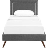 Virginia Twin Fabric Platform Bed with Round Splayed Legs Gray MOD-5911-GRY