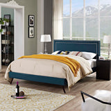 Virginia Full Fabric Platform Bed with Round Splayed Legs Azure MOD-5913-AZU