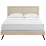 Virginia Full Fabric Platform Bed with Round Splayed Legs Beige MOD-5913-BEI