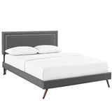 Virginia Full Fabric Platform Bed with Round Splayed Legs Gray MOD-5913-GRY