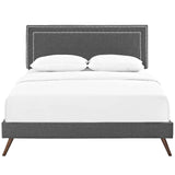 Virginia Full Fabric Platform Bed with Round Splayed Legs Gray MOD-5913-GRY