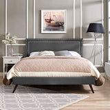 Virginia Full Fabric Platform Bed with Round Splayed Legs Gray MOD-5913-GRY