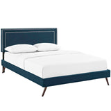 Virginia Queen Fabric Platform Bed with Round Splayed Legs Azure MOD-5915-AZU