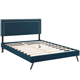 Virginia King Fabric Platform Bed with Round Splayed Legs Azure MOD-5917-AZU