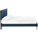 Virginia King Fabric Platform Bed with Round Splayed Legs Azure MOD-5917-AZU