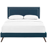 Virginia King Fabric Platform Bed with Round Splayed Legs Azure MOD-5917-AZU