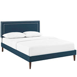 Virginia Queen Fabric Platform Bed with Squared Tapered Legs Azure MOD-5923-AZU