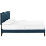 Virginia Queen Fabric Platform Bed with Squared Tapered Legs Azure MOD-5923-AZU