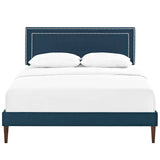 Virginia Queen Fabric Platform Bed with Squared Tapered Legs Azure MOD-5923-AZU