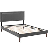 Virginia Queen Fabric Platform Bed with Squared Tapered Legs Gray MOD-5923-GRY