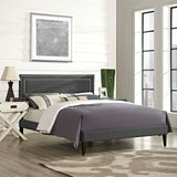 Virginia Queen Fabric Platform Bed with Squared Tapered Legs Gray MOD-5923-GRY