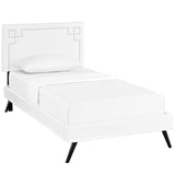 Ruthie Twin Vinyl Platform Bed with Round Splayed Legs White MOD-5926-WHI