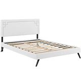 Ruthie Full Vinyl Platform Bed with Round Splayed Legs White MOD-5928-WHI