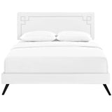 Ruthie Full Vinyl Platform Bed with Round Splayed Legs MOD-5928-WHI