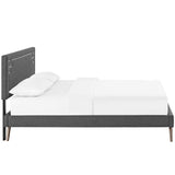 Ruthie Queen Fabric Platform Bed with Round Splayed Legs Gray MOD-5931-GRY