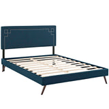 Ruthie King Fabric Platform Bed with Round Splayed Legs Azure MOD-5933-AZU