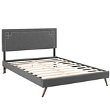 Ruthie King Fabric Platform Bed with Round Splayed Legs Gray MOD-5933-GRY