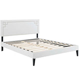 Ruthie Queen Vinyl Platform Bed with Squared Tapered Legs White MOD-5938-WHI