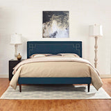 Ruthie King Fabric Platform Bed with Squared Tapered Legs Azure MOD-5941-AZU
