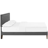 Ruthie King Fabric Platform Bed with Squared Tapered Legs Gray MOD-5941-GRY
