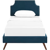 Corene Twin Fabric Platform Bed with Round Splayed Legs Azure MOD-5943-AZU